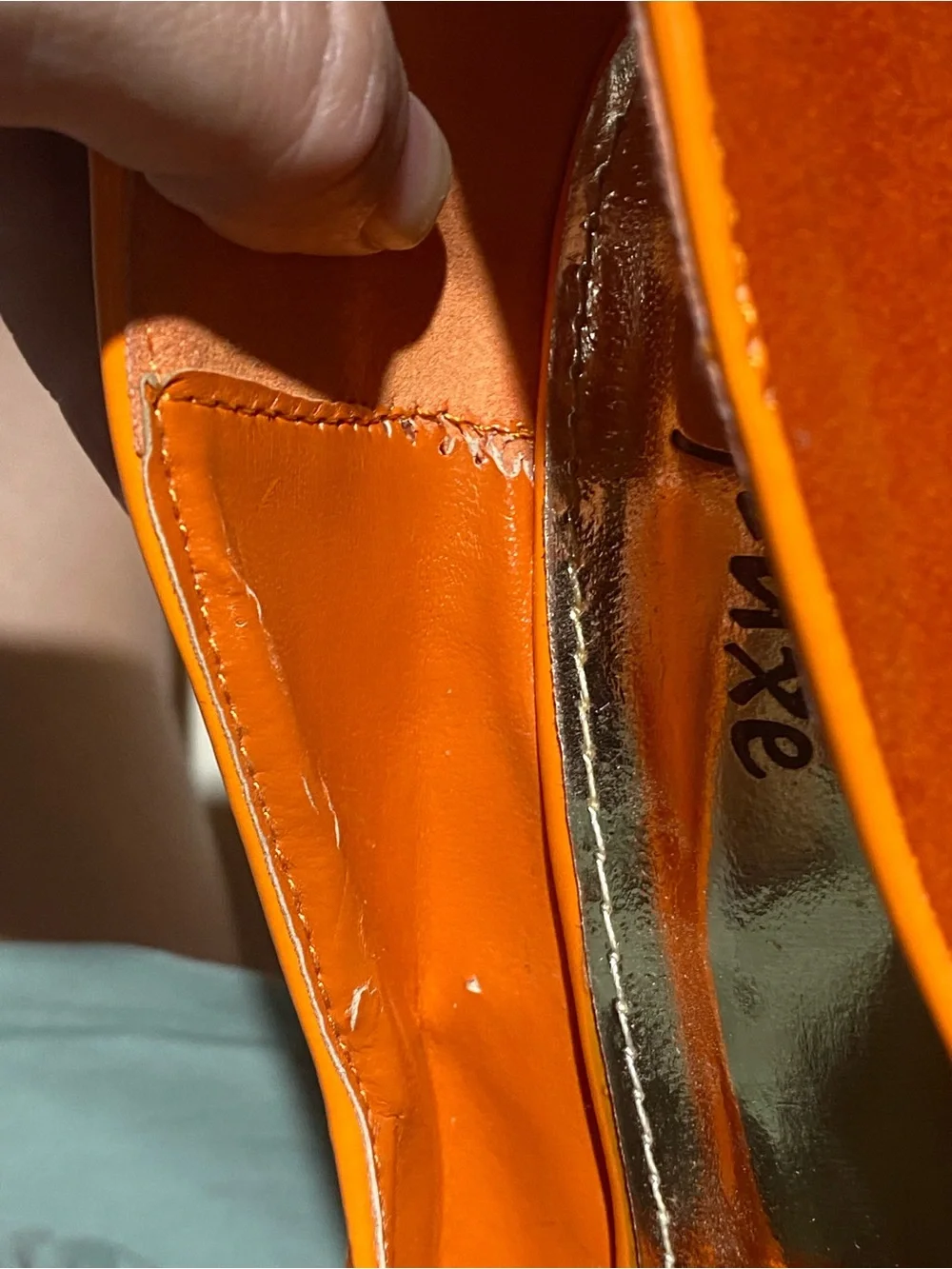 Styluxe Bright Orange Suede Peep-Toe Platform Wedges with Bow-Tie Front